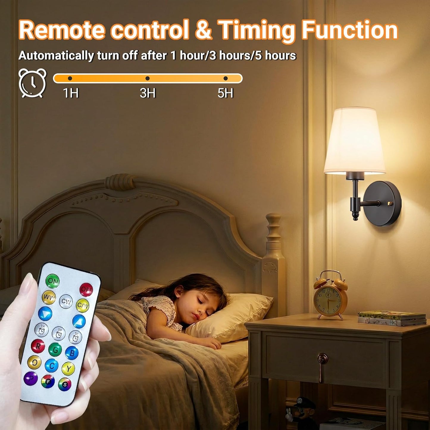Nekhung Battery Operated Wall Sconces Set of Two, Wireless Battery Wall Light with 10000mAh RGB Dimmable Magnetic Bulb and Remote, Rechargeable Sconce Wall Decor for Bedroom Living Room Hallway