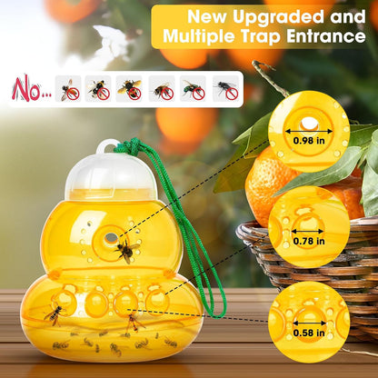 2 Pack Reusable Wasp Traps Outdoor Hanging | Yellow Jacket Trap Carpenter Bee Traps for Outside Hornet Trap Wasp Catcher for Outdoors, Wasps Killer Garden, Farm
