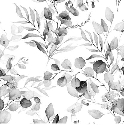 HAOKHOME Peel and Stick Wallpaper Boho Green/White Botanical Leaf Floral Wall Mural Home Nursery Decor Renter Friendly Wallpaper 17.3in x 9.8ft