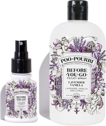 Poo-Pourri Before-You-Go Toilet Spray, Bamboo Rain, 2 Fl Oz, Up to 100 Uses, Bathroom Odor Deodorizer with Essential Oils for Home or Work, Travel Essentials, TSA Approved Size, Bamboo & Fresh Grass