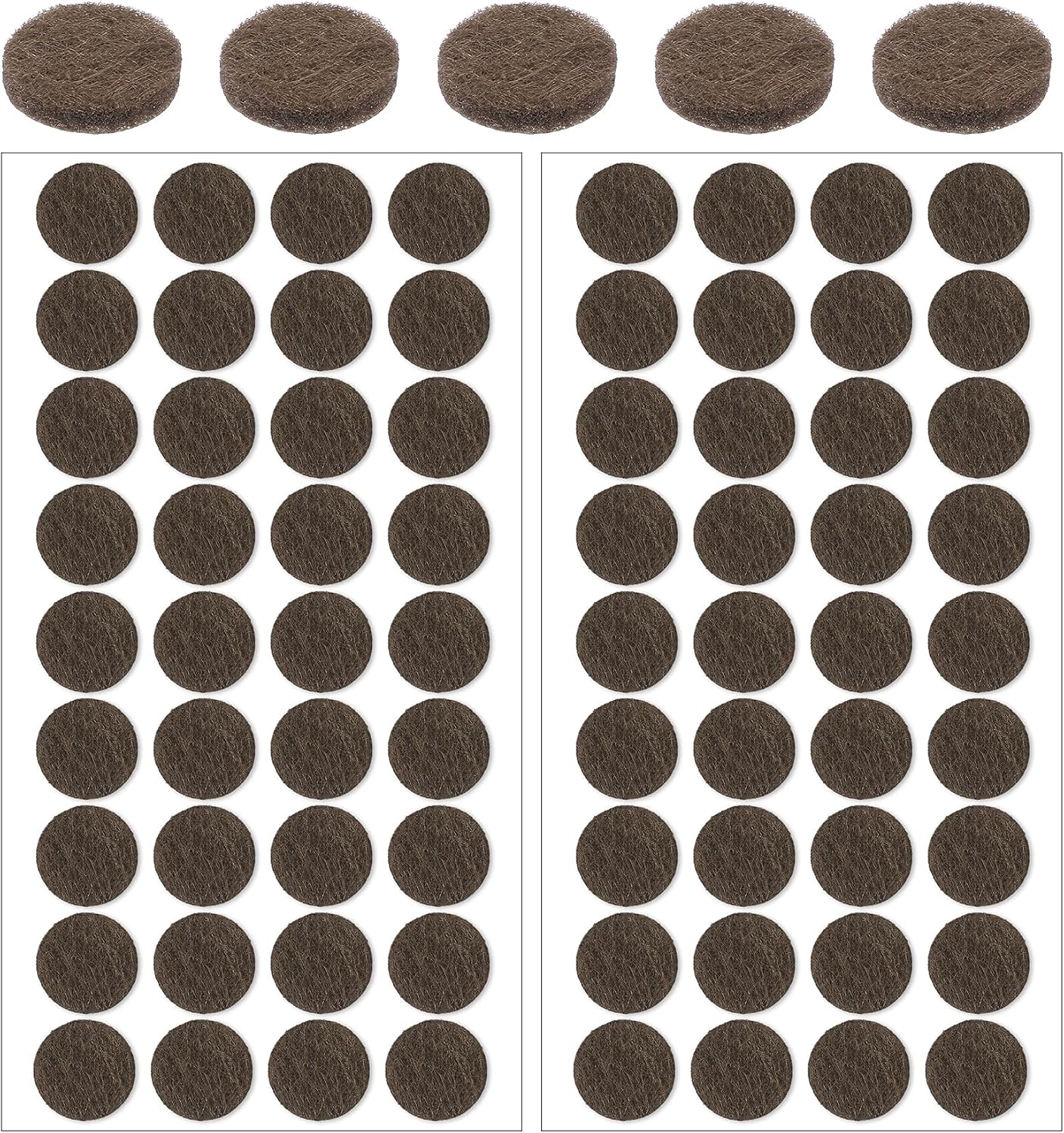 72 PCS Felt Chair Pads, 1/2 Furniture Felt Pads for Hardwood Floors | 1/2 Inch Felt Pads for Chair Legs, Brown, Self-Adhesive, Felts Bumpers, For Quiet Closing, 3/4 Inch Diameter