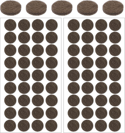72 PCS Felt Chair Pads, 1/2 Furniture Felt Pads for Hardwood Floors | 1/2 Inch Felt Pads for Chair Legs, Brown, Self-Adhesive, Felts Bumpers, For Quiet Closing, 3/4 Inch Diameter