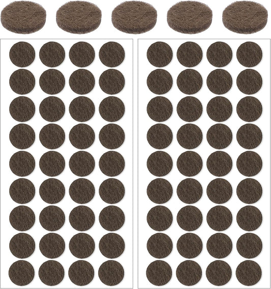 72 PCS Felt Chair Pads, 1/2 Furniture Felt Pads for Hardwood Floors | 1/2 Inch Felt Pads for Chair Legs, Brown, Self-Adhesive, Felts Bumpers, For Quiet Closing, 3/4 Inch Diameter