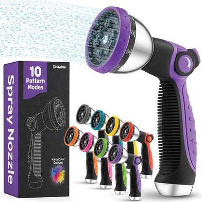 Hose Nozzle [Blue] Heavy Duty Hose Sprayer With 10 Adjustable Watering Patterns. Thumb Control Design, Comfortable Ergonomic Grip, Garden Hose Nozzle for Watering Plants & Lawns/Fun showers/Cleaning