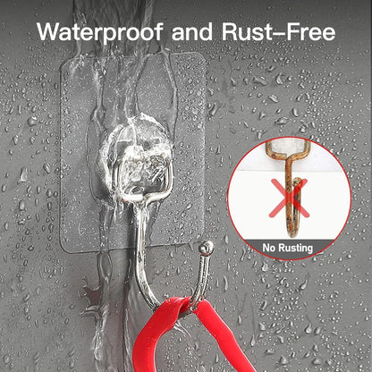 Adhesive Wall Hooks for Hanging - Heavy Duty Large Hooks for Walls No Damage, Towel Sticky Clear Hook, Waterproof, Home, Bathroom, Kitchen, Office, and Outdoor (12 Pack)