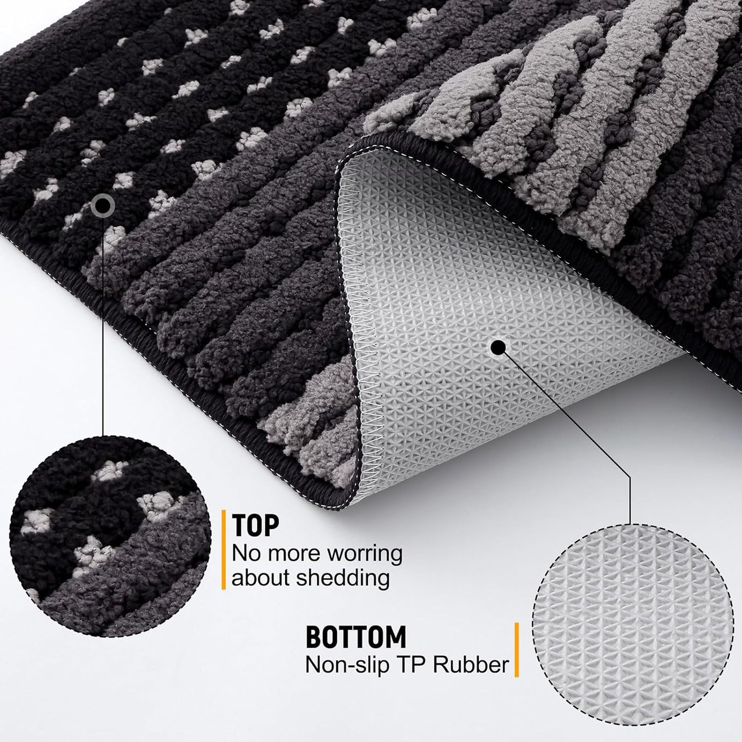 Kitinjoy Indoor Outdoor Door Mat, 32x20 Non-Slip Absorbent Dirt Trapper, Low-Profile Washable Inside Entrance Front Floor Mat, Sturdy Soft Entry Doormats for Entryway, Grey
