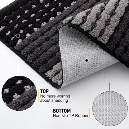 Kitinjoy Indoor Outdoor Door Mat, 32x20 Non-Slip Absorbent Dirt Trapper, Low-Profile Washable Inside Entrance Front Floor Mat, Sturdy Soft Entry Doormats for Entryway, Grey