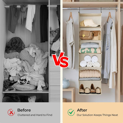 GRANNY SAYS 3-Shelf Hanging Closet Organizer and Storage, Collapsible Hanging Closet Shelves, Hanging Organizer for Closet & RV, Gray, 29 ½" H X 12" W X 12" D, 1-Pack