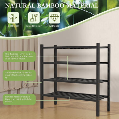 ROMGUAR CRAFT 3 Tier Bamboo Shoe Rack for Closet Free Standing Wood Shoe Shelf Storage Organizer for Entryway Small Space Stackable 27"x11"x20" (Natural)