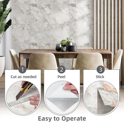 Vieshful 20pcs Peel and Stick Backsplash Tile，12"x12" Self Adhesive Marble Tile for Wall, PVC Waterproof Shower Wall Panels, Back Splash Stick on Tiles for Kitchen Bathroom Living Room (Not Real Tile)