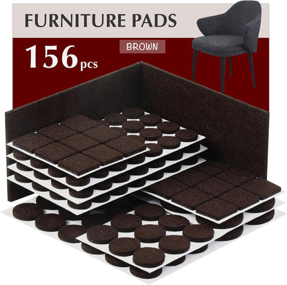 Felt Furniture Pads - Chair Leg Floor Protectors for Hardwood Floors - Felt Pads for Furniture - Furniture Sliders - Furniture Legs - 156 pcs - Black
