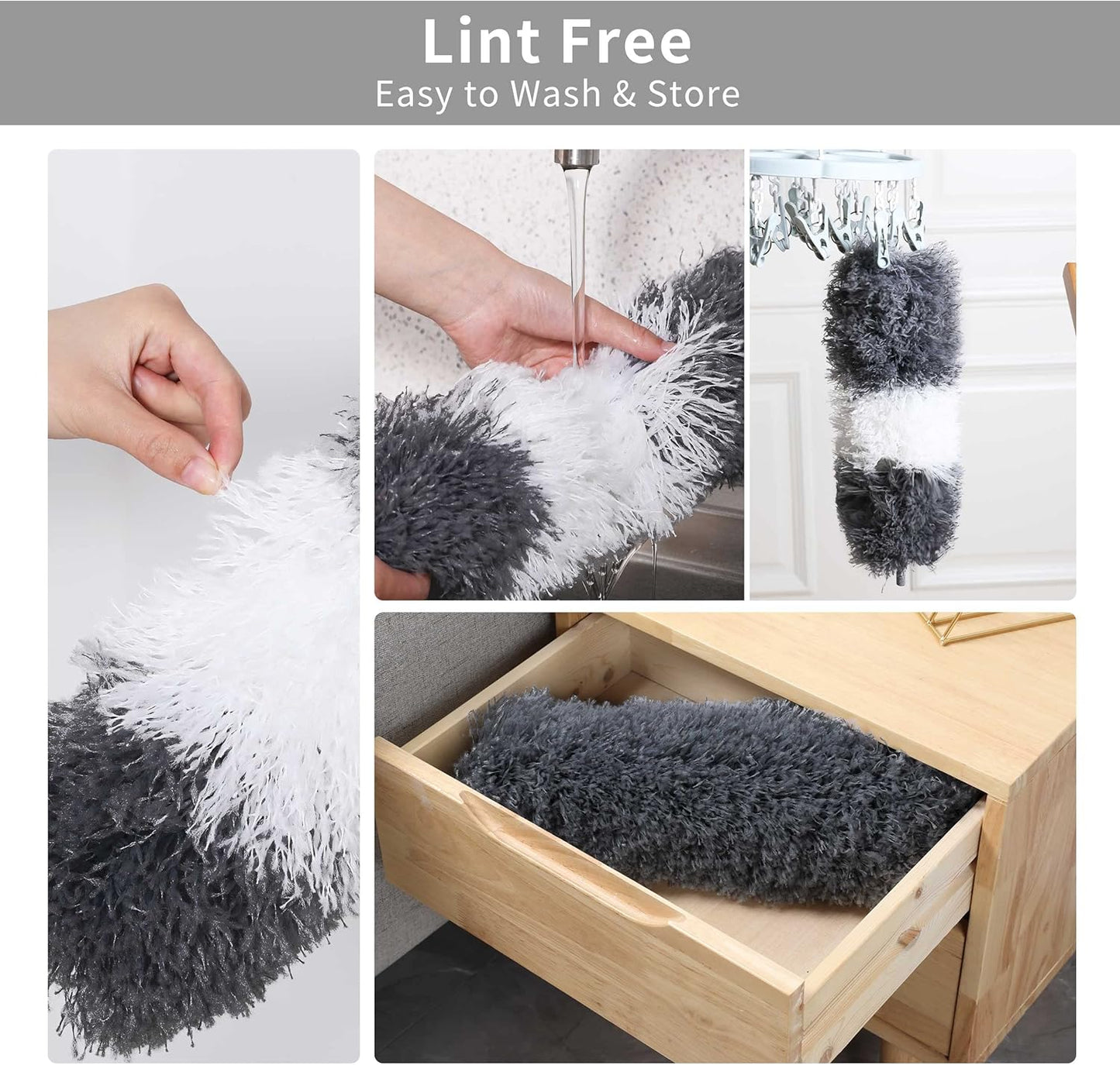 BOOMJOY Microfiber Feather Duster with Extendable Pole and Bendable Head, 100" Telescoping Duster for Cleaning Ceiling, Fan, Furniture