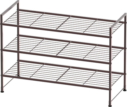 Simple Houseware 3-Tier Stackable Shoes Rack Storage Shelf, Black