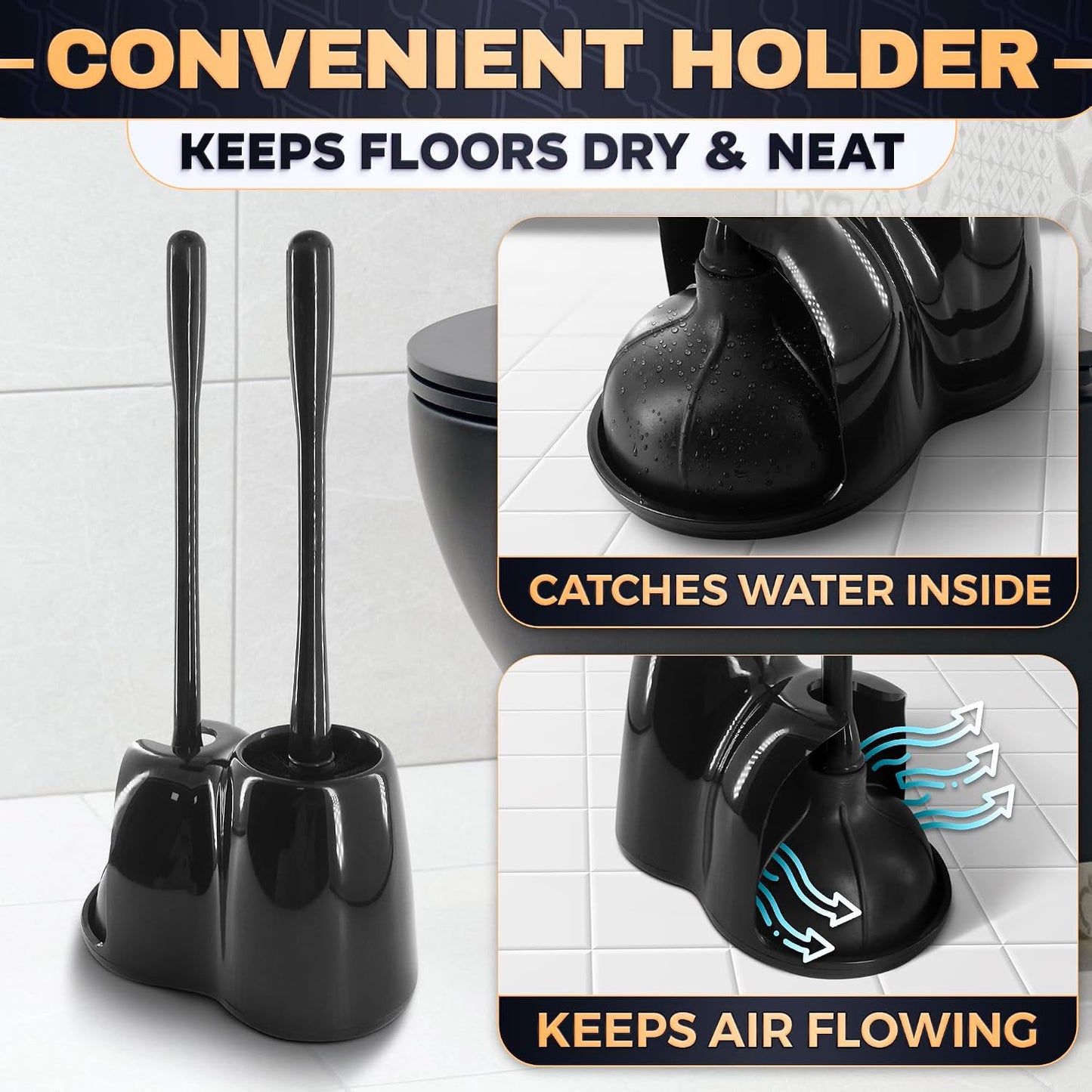 Silicone Toilet Brush and Holder Set - Cream RV Toilet Brush with Holder, Flexible Head, Soft Bristles, Detachable Handle and Freestanding Base, Compact Bathroom Cleaning Tool with Minimalistic Design