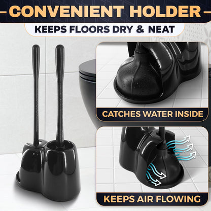 Silicone Toilet Brush and Holder Set - Cream RV Toilet Brush with Holder, Flexible Head, Soft Bristles, Detachable Handle and Freestanding Base, Compact Bathroom Cleaning Tool with Minimalistic Design