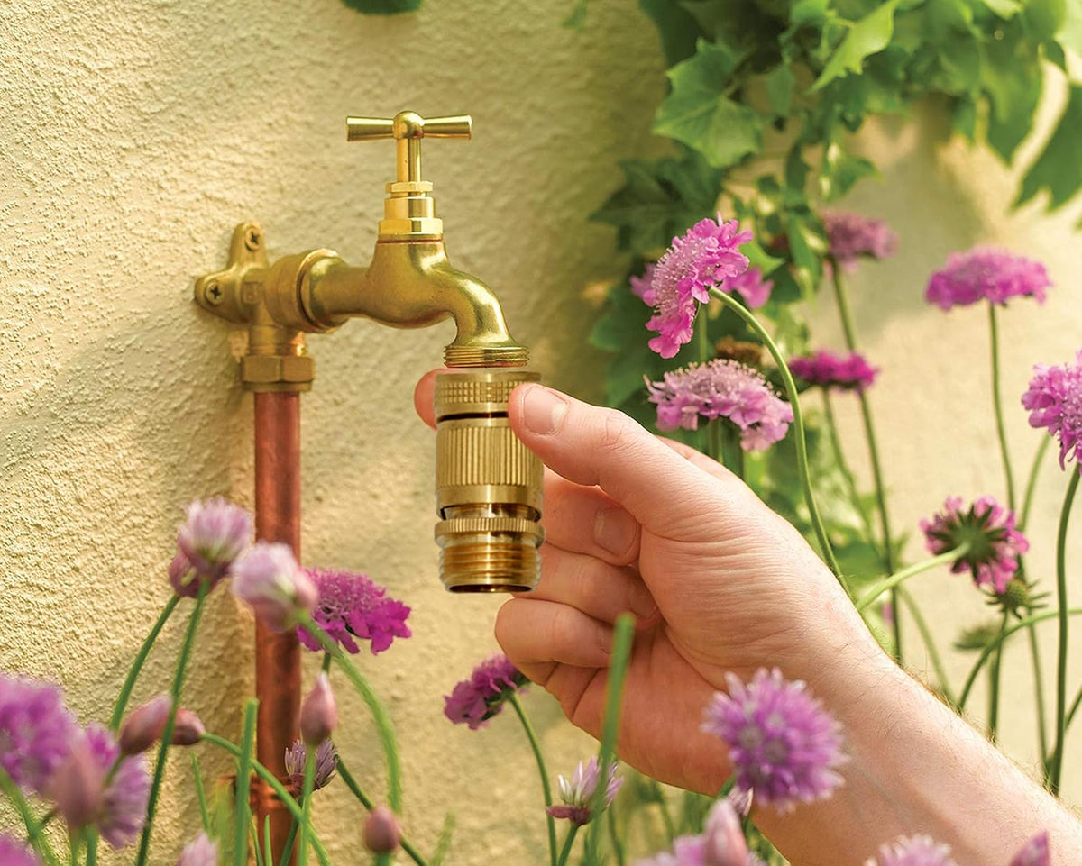 HQMPC Garden Hose Quick Connect Solid Brass Quick Connector Garden Hose Fitting Water Hose Connectors 3/4 inch GHT