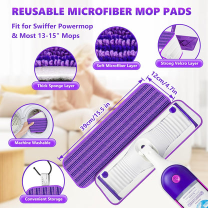 Microfiber Mops for Hardwood Floor Cleaning - BPAWA Flat Floor Mop with 4 Washable Pads for Laminate Wood Tile Vinyl Home Kitchen Bathroom - 59" Adjustable Handle