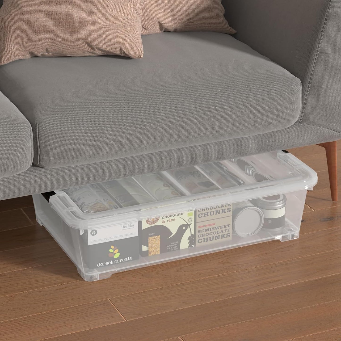 Hespama 3 Pack Plastic Rolling Storage Box Bin for Under the Bed, 20 Quart | Lidded Storage Container Bin, Clear