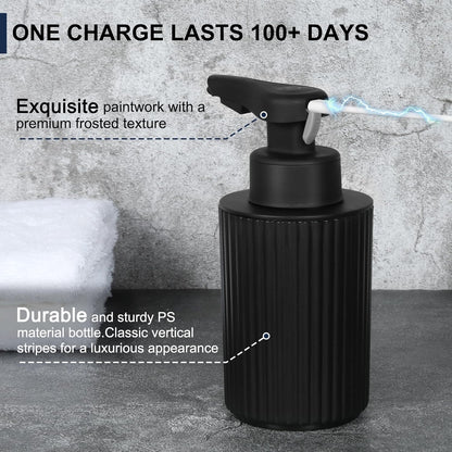 Automatic Soap Dispenser Foaming Touchless: 9oz Black Plastic - Rechargeable Electric Smart Auto Foam Soap Dispenser - Hand Dish Bathroom Kitchen