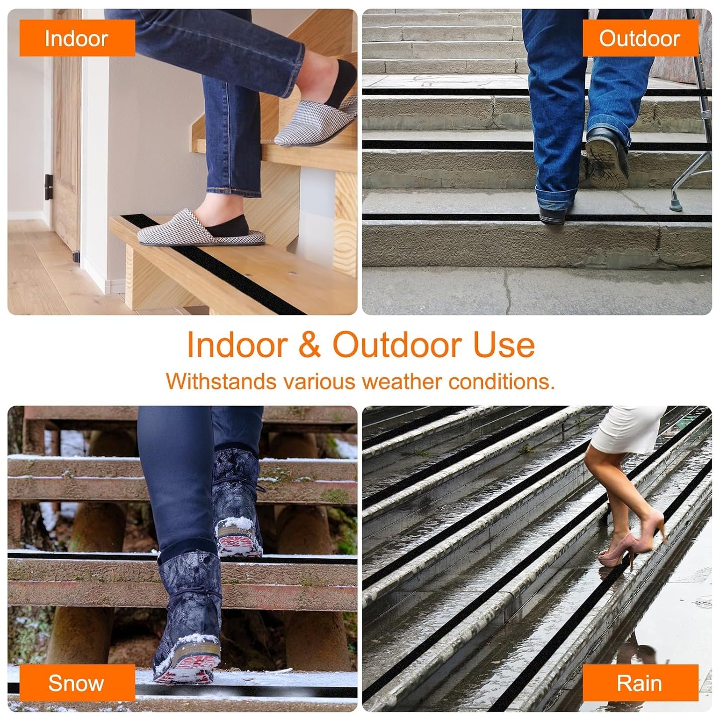 HARFINGTON Anti Slip Traction Tape 2" x 16.4ft Waterproof Non-Slip Grip Tape High Friction Weather Resistant Non Skid Stair Treads Tape for Indoor Outdoor Stair Steps, White