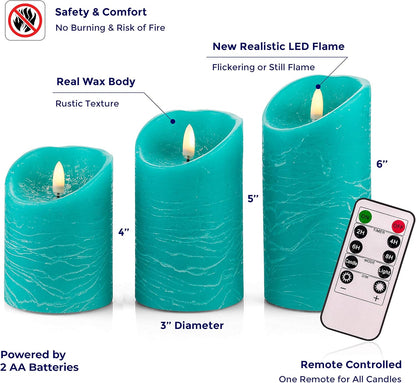 VENTA Set of 3 White Pillar Candles | Real Wax Battery Operated Flickering LED Candles with Remote | Timeless Decor for Farmhouse, Modern & Mantel Displays