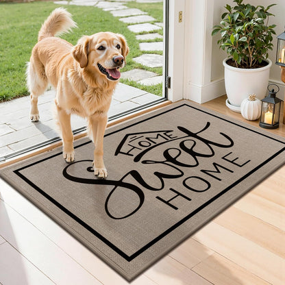 Vaukki Indoor Door Mat 17"x30", Ultra Thin Doormat Indoor Entrance, Non Slip Rubber Backed Inside Welcome Mat for Front Door, Low-Profile Washable Dirt Trapper Entry Floor Mat for Entryway, Sweet Home