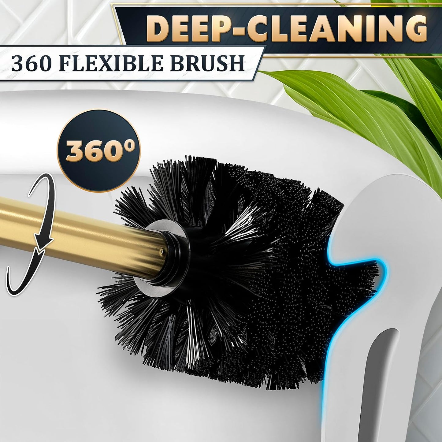 Black Toilet Brush and Holder Set - Slim Matte Design that Fits Anywhere - Stainless Steel Toilet Bowl Brush and Holder with 2 Rounded Corners, Replaceable Head, Removable Inner Bowl & Splash Guard