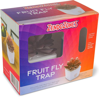 ZendoZones Succulent Fruit Fly Trap – Dark Green Design with Terracotta Base – Eco-Friendly Indoor Fruit Fly Control – Easy-to-Use Decorative Trap | Eco-Friendly Lure; Decorative Dark Green Succulent Design; Refillable; Terra Cotta Base; Easy to Use