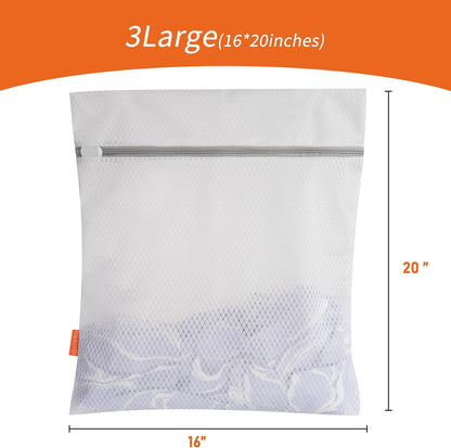 Polecasa Diamond Mesh Laundry Bags 3 Pack (16x20”, Large) | Durable Zipper, For Delicates, Lingerie, Bras, Underwear, Protect Garments in Washing Machine