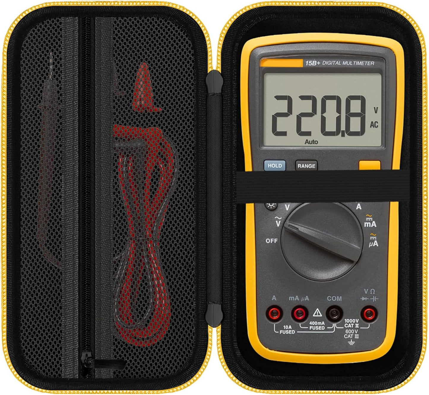 Carrying Case for Fluke 15B+/17B+/Fluke 101/117/115/116/114/113/177/179/233/106/107 Multimeter Testers and Accessories, Multimeter Storage Bag Organizer Box -Black (Case Only)