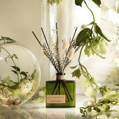 COCORRÍNA Reed Diffuser, 6.76 oz Moroccan Amber Scent Reed Diffuser with 6 Sticks & Dried Flowers, Long Lasting Elegant Fragrance Home Décor for Bathroom Bedroom Office