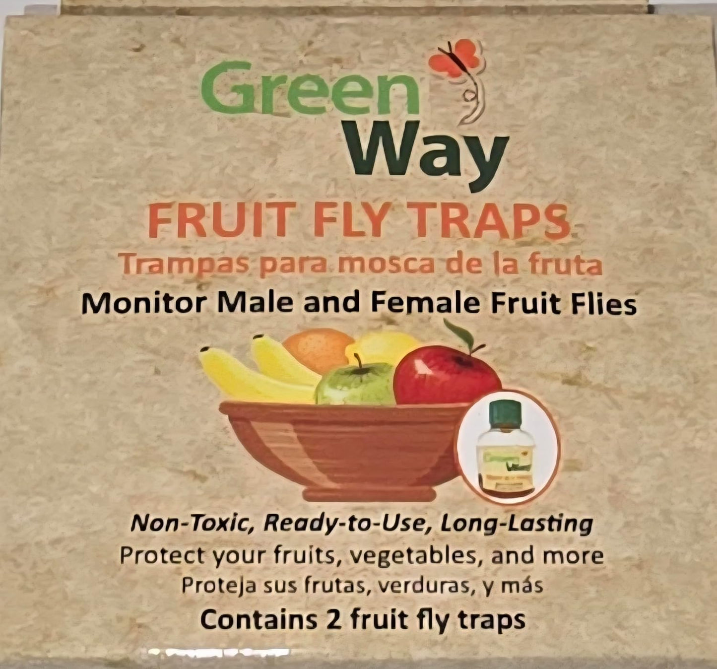 Greenway Traps Fruit Fly Trap, Indoor and Kitchen, Reduces Fruit Fly Infestations, Non-Toxic, Long-Lasting, 1 Pack (Includes 2 Traps)