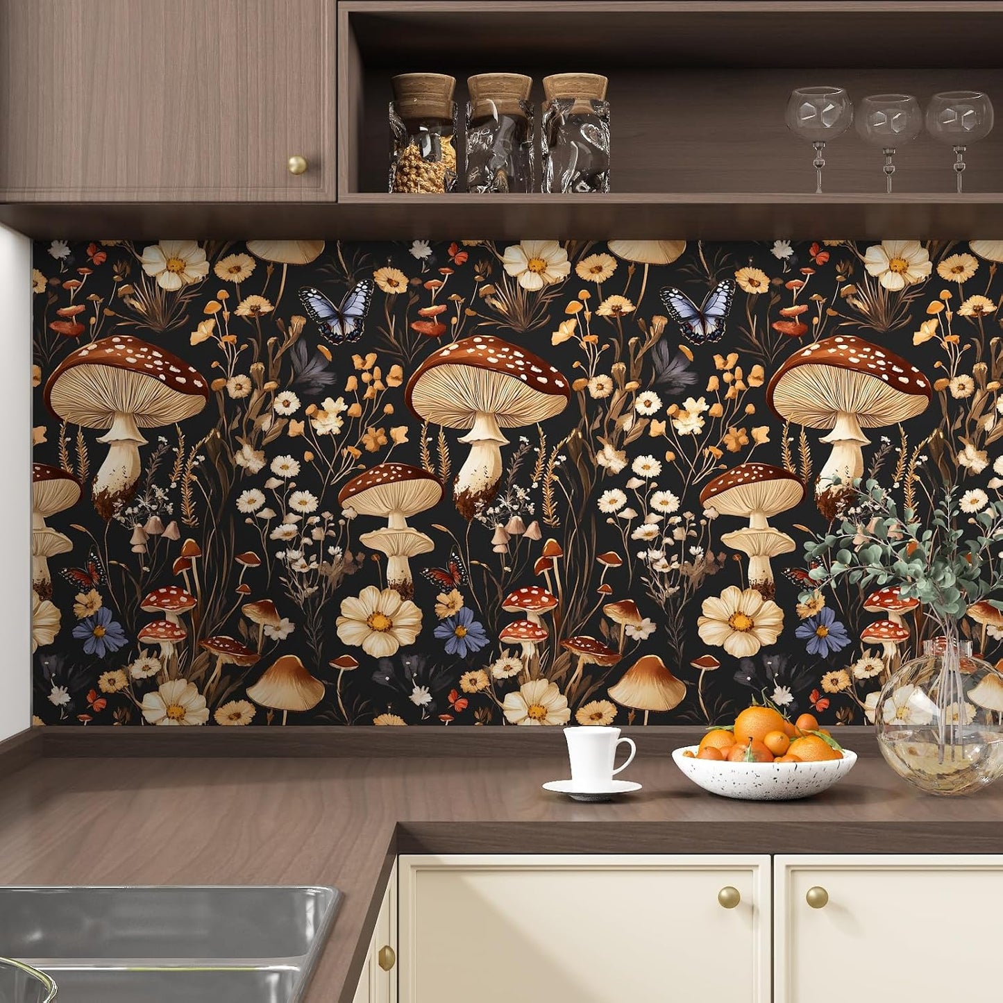 BOKEBEVE Watercolour Floral Peel and Stick Wallpaper Boho Vibrant Contact Paper Renter Friendly Wall Paper for Countertop Cabinet Wall Shelf Liner Removable Blue Colorful 17.5 x 118In