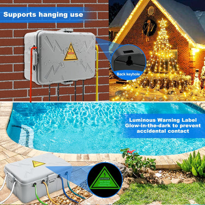 Hrensaw Large Outdoor Electrical Box(12.5x8.5x5inch),IP54 Waterproof Outdoor Outlet Covers,Weatherproof Extension Cord Covers Protect Outlet,Plug,Timer,Power Strip,Holiday Light,Green