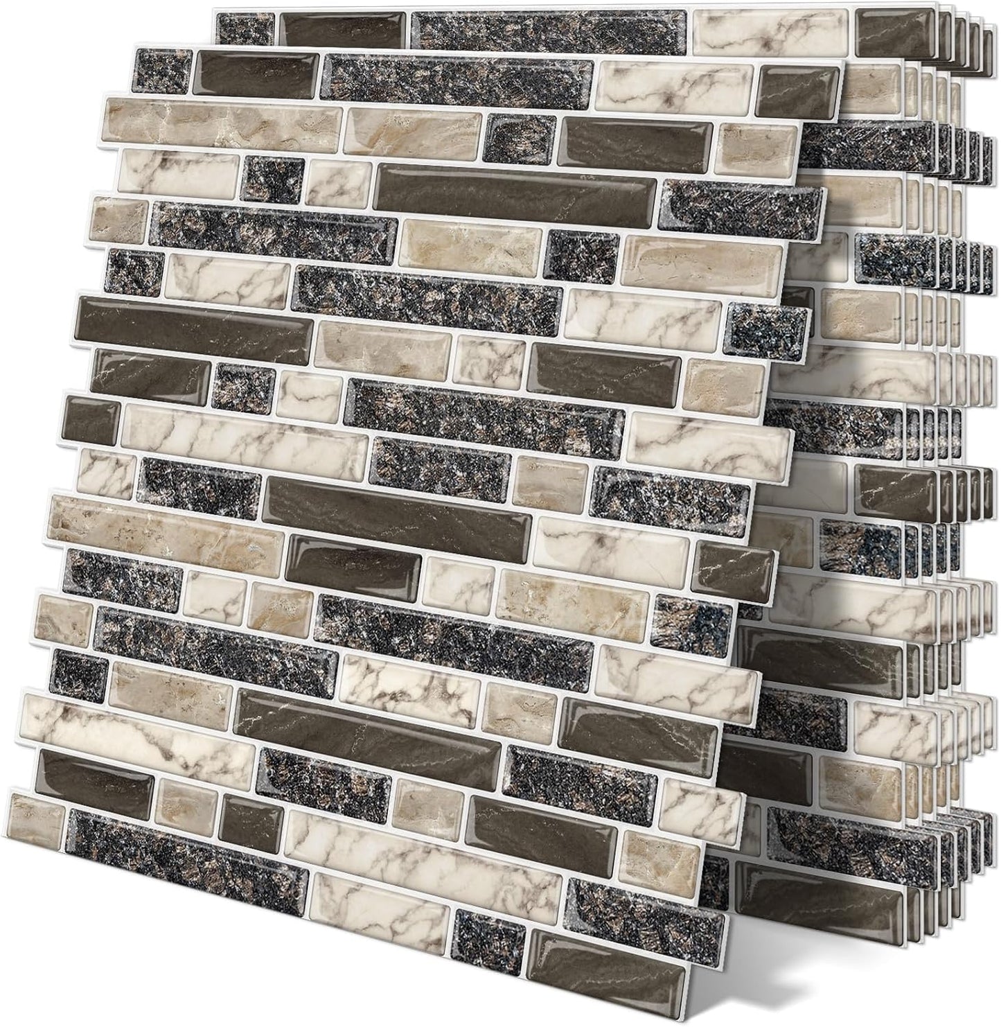Peel and Stick Backsplash 3D Self Adhesive Wall Tile Brown 10 Sheet | Thick,Sticky,12"x12",Marble,for Kitchen,Bathroom
