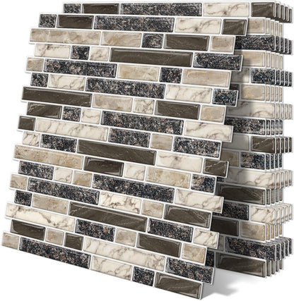 Peel and Stick Backsplash 3D Self Adhesive Wall Tile Brown 10 Sheet | Thick,Sticky,12"x12",Marble,for Kitchen,Bathroom