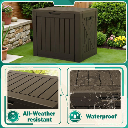 Devoko 30 Gallon Resin Deck Box Waterproof Outdoor Storage Box for Patio Furniture Pool Accessories Indoor Storage for Cushion Garden Tools (30 Gallon, Black)