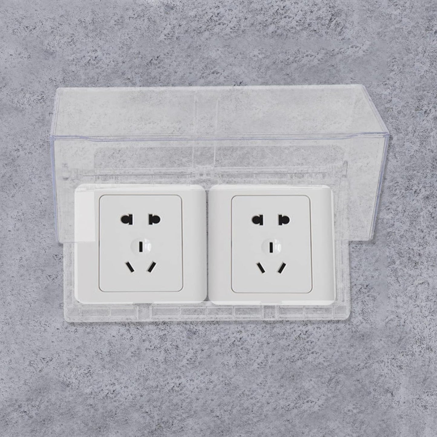 DOITOOL Waterproof Socket Protective Cover Sticky Style Double-Position Thickened Outlet Cover Weatherproof Socket Box for Home Kitchen Bathroom Easy Installation 7.95X4.76X2.95 Inch