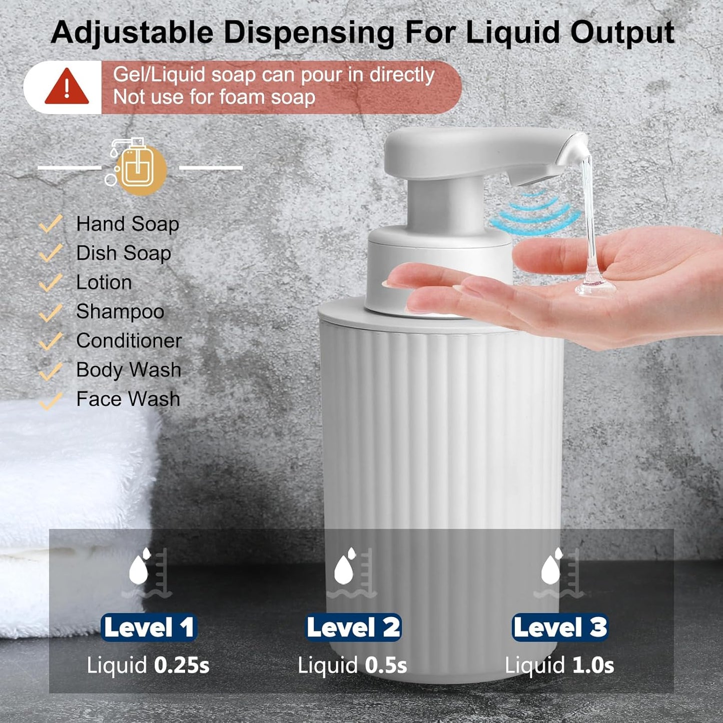 Automatic Soap Dispenser Foaming Touchless: 9oz Black Plastic - Rechargeable Electric Smart Auto Foam Soap Dispenser - Hand Dish Bathroom Kitchen
