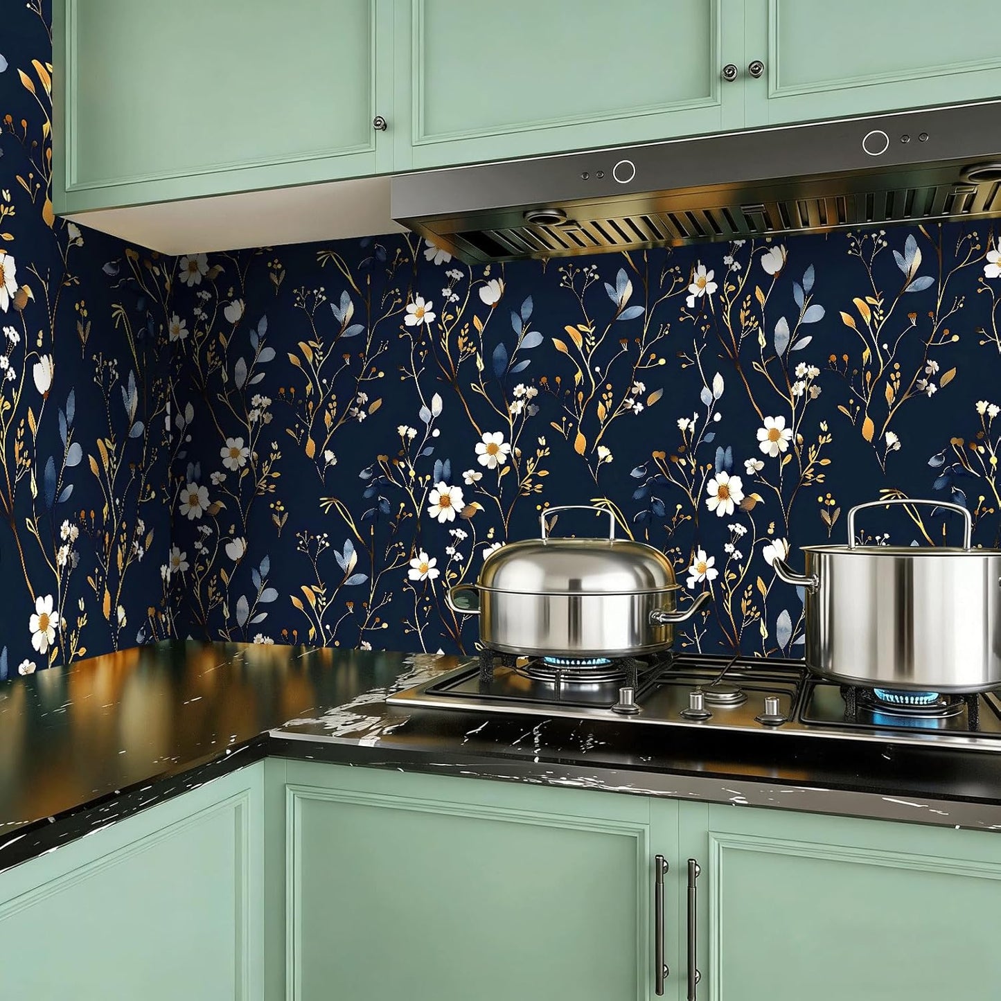 Peel and Stick Wallpaper, Soft Wildflower Botanical Contact Paper, PVC Vinyl Removable Wall Covering, Waterproof Easy-Clean, No Residue Renter Friendly, Neutral Decor, 39.4x17.3 in (Flowers2)