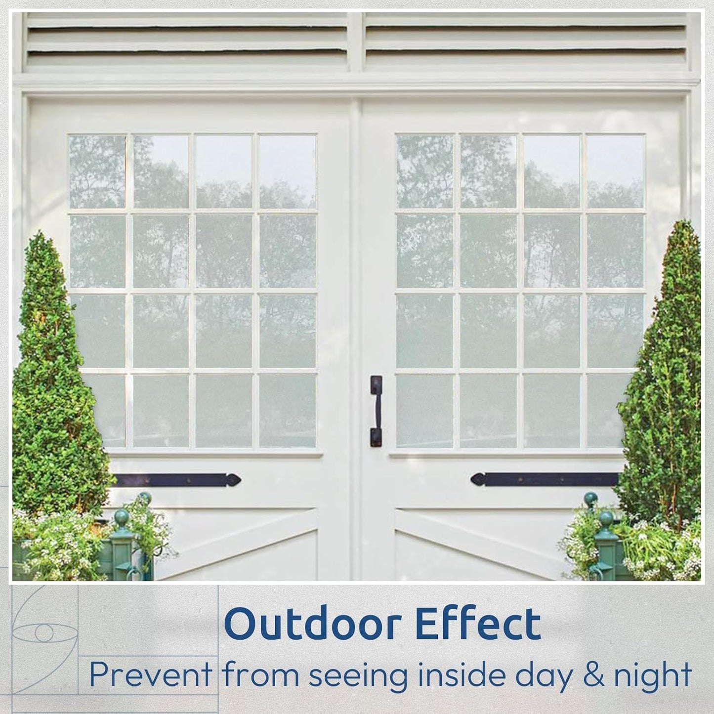 rabbitgoo Window Privacy Film, Frosted Glass Window Clings, Static Cling UV Heat Blocking Door Stickers for Home Bathroom, Removable Indoor Decal Coverings Day and Night, Pure, 17.5 x 78.7 Inches