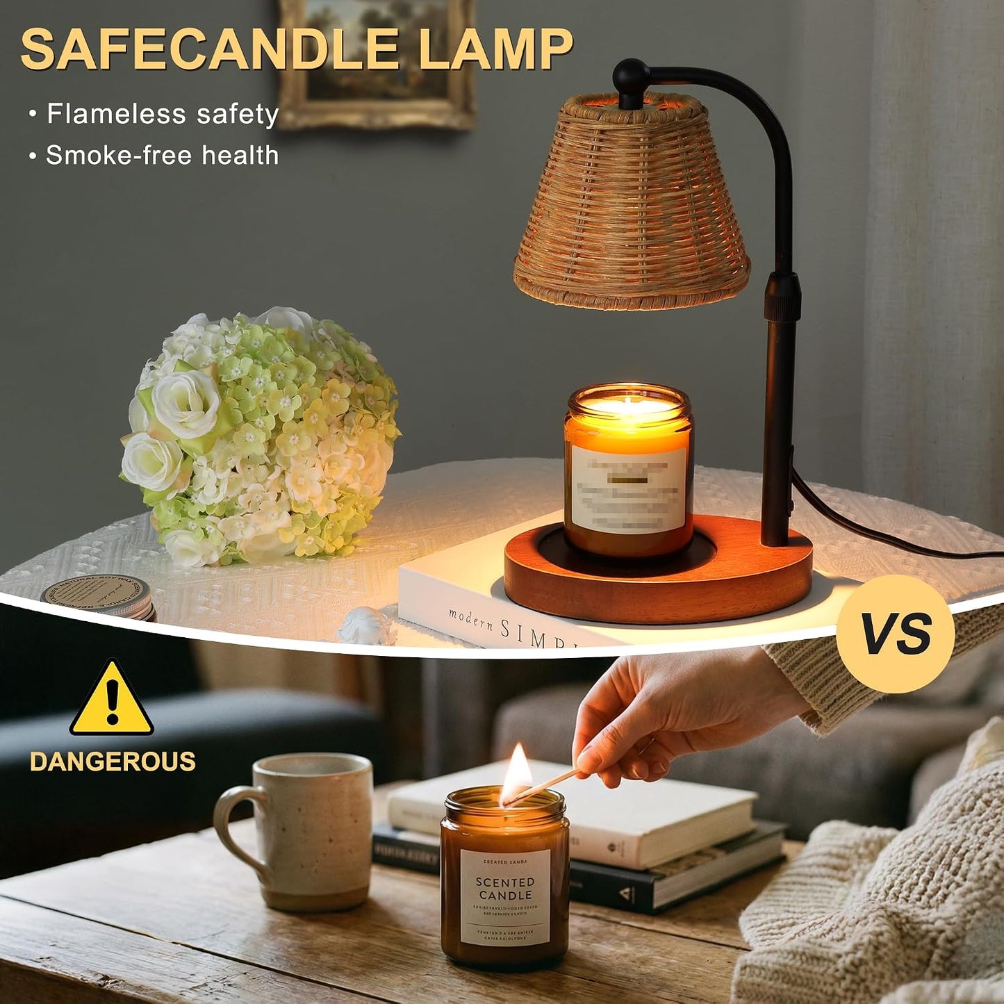Candle Warmer Lamp with Timer Dimmer, Crystal Candle Lamp Birthday Gifts for Women, Mom, House Warming Gifts Wax Melt Warmer for Jar Candles with 2 Bulbs, Gold