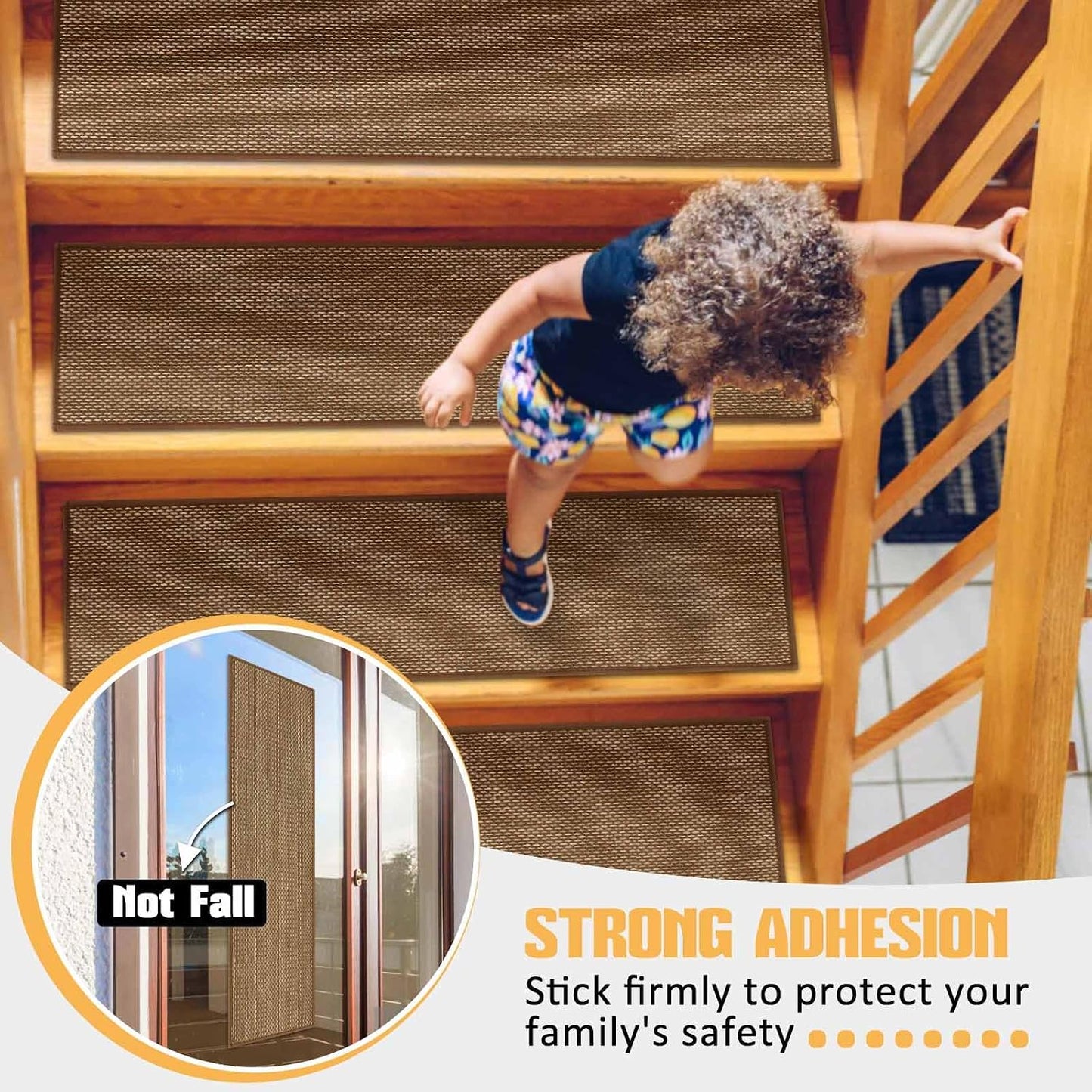 9" x36" Stair Treads Non Slip for Wooden Steps Indoor, 15 Pack, Beige | Reusable Peel and Stick Extra Wide Stair Treads Machine Washable