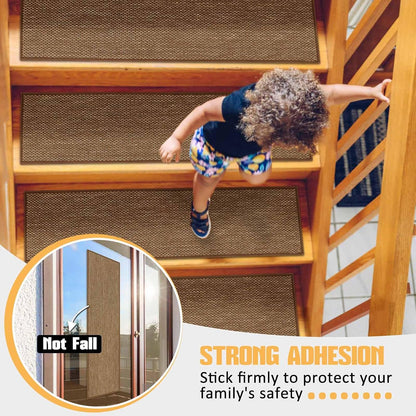9" x36" Stair Treads Non Slip for Wooden Steps Indoor, 15 Pack, Beige | Reusable Peel and Stick Extra Wide Stair Treads Machine Washable