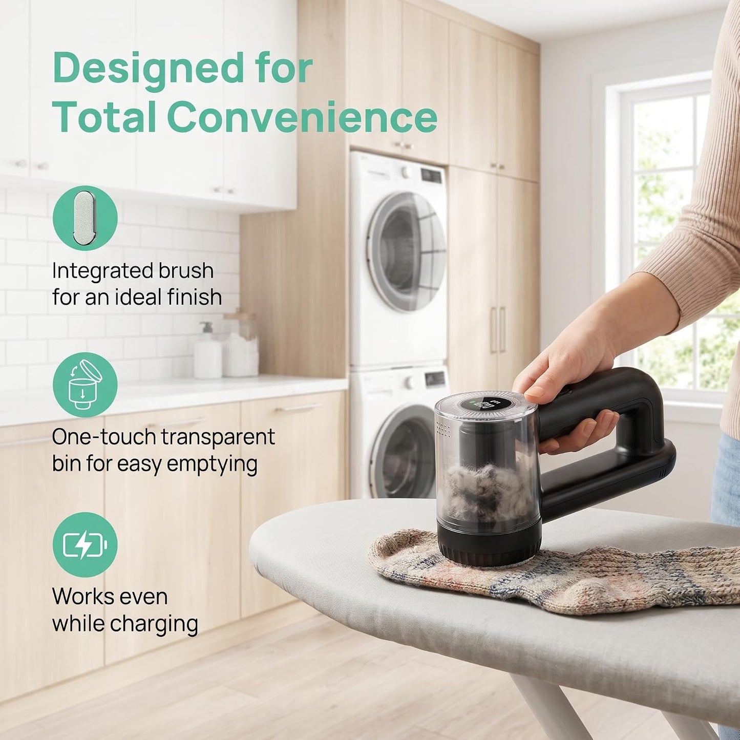 2-in-1 Fabric Shaver, 3-Speed Rechargeable Lint Shaver with Digital LED Display, Electric Sweater Shavers to Remove Pilling from Clothes, Furniture, Couch and Blanket, Type-C Fast Charging