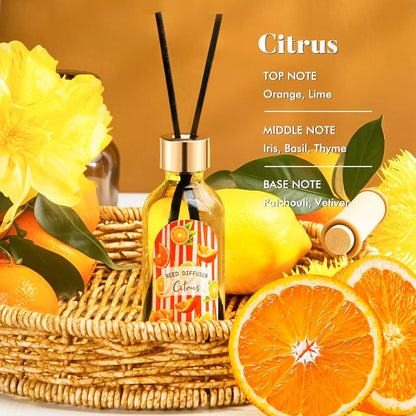 Reed Diffuser Set of 3 Pack, Linen Vanilla Citrus Scented Oil Diffuser with 15 Sticks, Reed Diffusers for Home, Bathroom Air Freshener, 1.7 Fl.oz Each, Total 5.1 Oz
