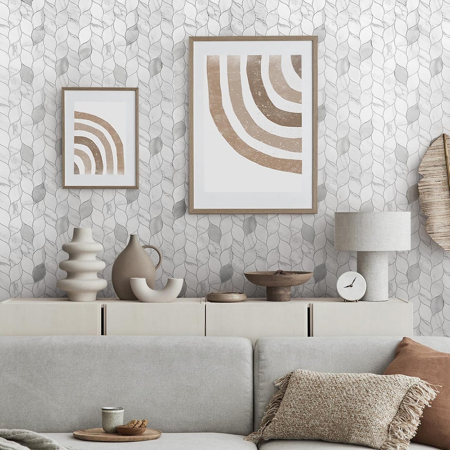 Tilingview 10-Sheet Peel and Stick Backsplash Tile for Kitchen, Self-Adhesive Mosaic Glossy Leaf Stick on Wall Tile with Gaps (Leaf Beige)