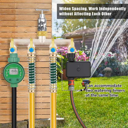 Upgraded Brass Garden Hose Splitter, 3/4" Hose Splitter 2 Way Heavy Duty with Extension Handles, Outdoor Faucet Splitter Water Spigot Splitter with Individual On/Off Valve