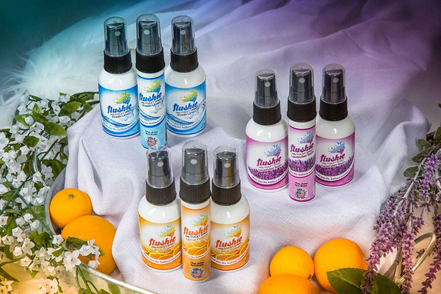Flushie Pre-Toilet Spray Travel Size Toiletries Bathroom Spray for Toilet Deodorizer Traveling Essentials - Poop Odor Eliminator (Linen, 1oz 3pack)