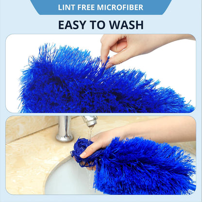ZZ LAZYCOTTAGE Microfiber Feather Duster for High Reach, Lightweight Ceiling Fan Cleaner, 91.5" Telescopic Pole, Cobweb Duster with Extension Pole for Home & Car